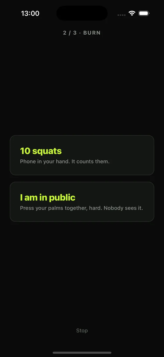 The Burn beat counting squats with the motion sensor, with the discreet hold offered underneath